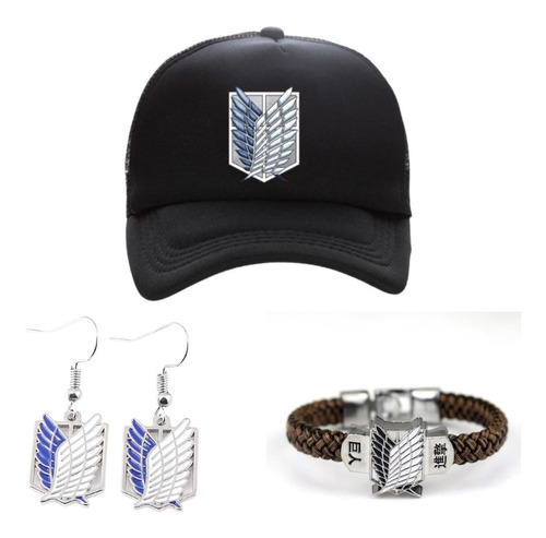 Gorra, Pulsera Y Aretes De Shingeki No Kyojin Legion Titan