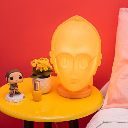 Luminária Usare C3po Robô Star Wars Disney Droid Andróide Estrutura Amarelo