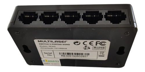 Segmentador De Rede Switch C/5 Portas 10/100mbps Multilaser