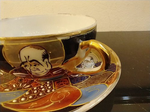 Imagen 5 de 10 de Antigua Taza De Té Y Plato Porcelana Japonesa Satsuma Geisha