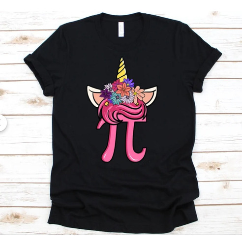 Polera Unisex Unicornio Pi Matematicas Algodon Estampado