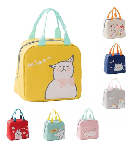 Lonchera Niño Bento Box Bolsa Aislante Aislante Frío Y Calor Color Amarillo Animales