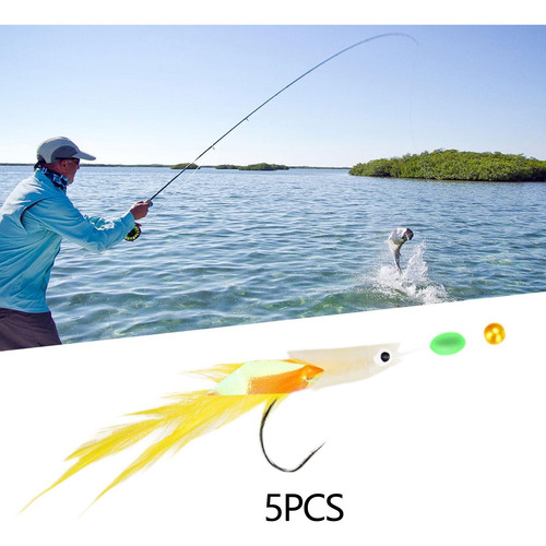 5 Piezas De Pesca Marina Ganchos De Cuerda De Amarillo