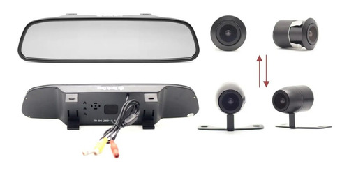 Kit Retrovisor Com Câmera De Ré Flex 2 Em 1 - Tech One