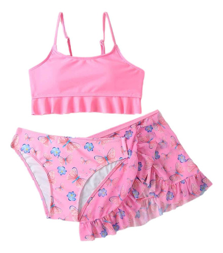 Traje De Baño Infantil Con Estampado De Falda Para Bebés Y N