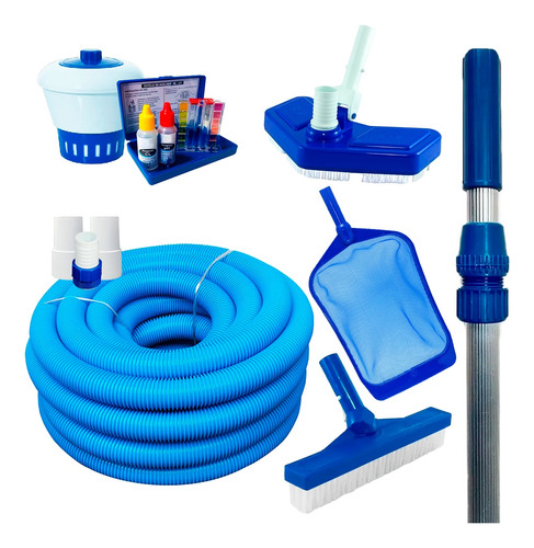 Kit Limpeza Piscina 7m  De Mangueira Teste Cl Ph + Cabo 3m