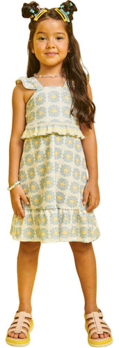 Vestido Infantil Kukiê Em Molecotton Imita Crochê - Meninas