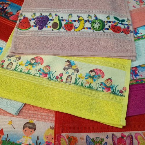 Kit 5 Toalha Lavabo Mão Escolar Infantil Lancheira Infantil Cor Menina