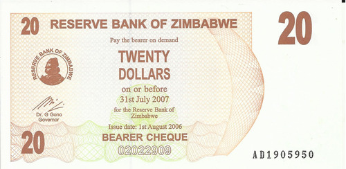 Zimbabwe 20 Dolares 2007