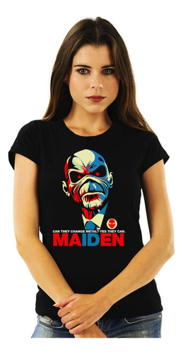 Polera Mujer Iron Maiden Eddie President Metal Impresión Dir