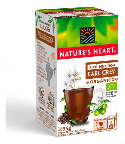 Té Negro Earl Grey Nature's Heart - Orgánico - 20 Sobres