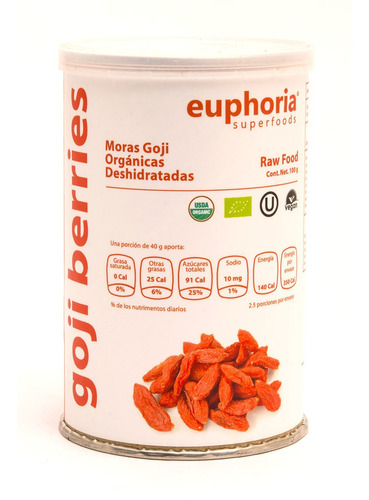 Goji Berries Euphoria Superfoods orgánicos deshidratados 100g