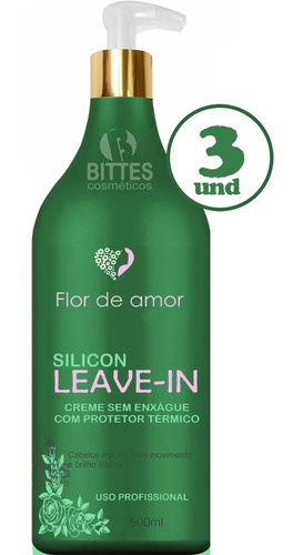 3 Leave-in Flor De Amor Protetor Térmico Creme Capilar Nutre