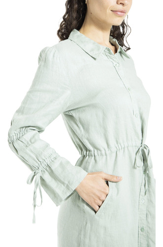 Vestido Lino Orgánico Mujer Filipinas Turquesa Rockford