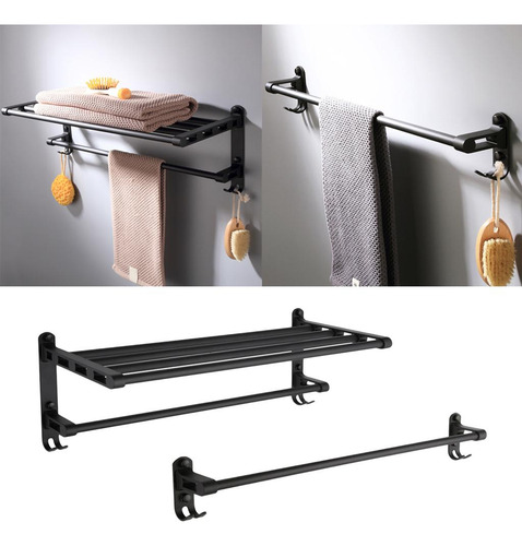 Toallero De Aluminio Con De Barras Para Toallas De , Negro