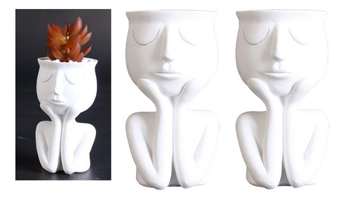 2x Escultura De Retrato Humano Maceta Florero Planta