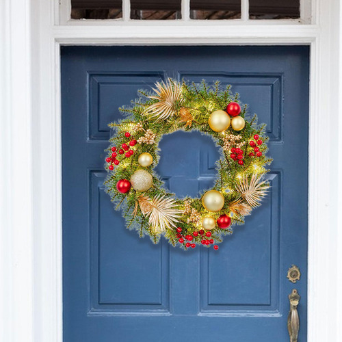 Corona Navideña Para Puerta De Entrada, Decoración De