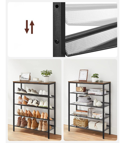 Mueble Zapatero Sirkka 5 Niveles Fierro Y Madera