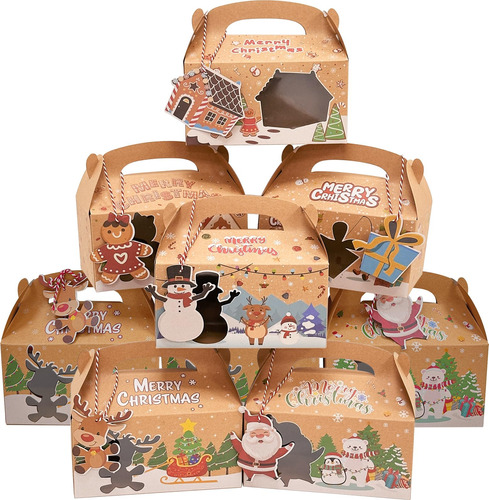 Ourwarm Cajas De Galletas De Navidad Con Ventana, Cajas Gran