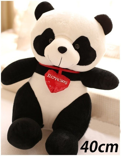 Urso Panda Macio Pelúcia Ursinho 40cm C/ Coração I Love You