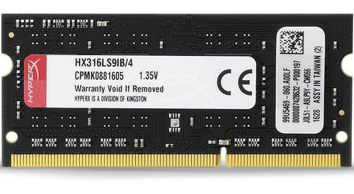 Imagen 3 de 5 de Memoria Ram Ddr3l 4gb 1600 Laptop Hyperx Impact Hx316ls9ib/4