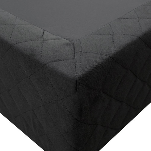 Base Box Para Cama Casal 138x188cm Liz S05 Suede Bordado Pto Cor Preto