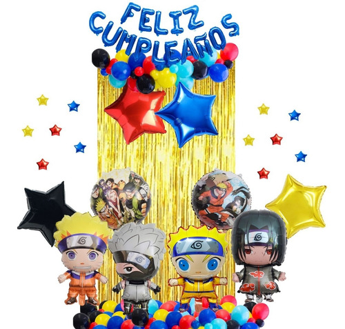 Decoración Fiestas Globos Metálicos Naruto Feliz Cumpleaños