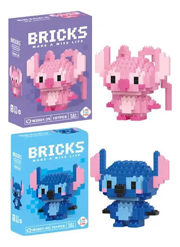 Kit Com 2 Bloco De Montar Infantil Personagens Colecionáveis Quantidade De Peças 162 Versão Do Personagem Stitch Angel