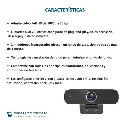 Cámara Web Grandstream Guv3100 Full Hd Usb 2 Mp Sensor Cmos