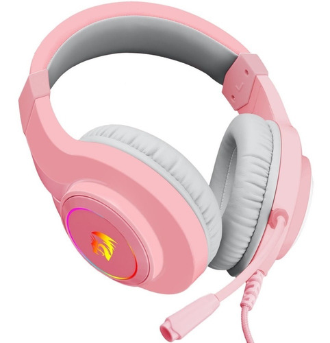Auricular Gamer Multiplataforma Redragon Hylas Rosado Rgb