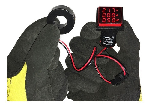 Imagen 4 de 6 de Voltímetro Amperímetro Frecuencimetro Ojo De Buey Rojo 22mm