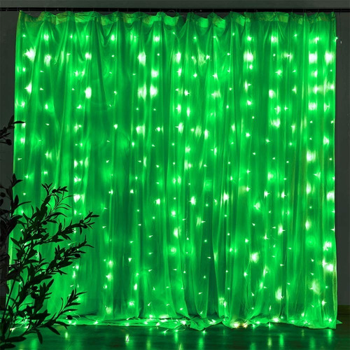 Cortina De Luces Verde 480 Led 2 X 2 Mts Navidad Decoración