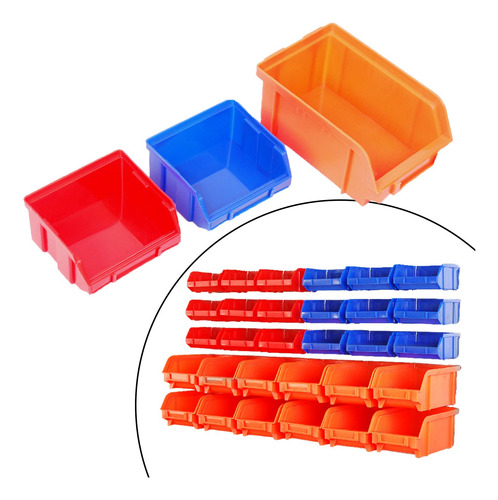 30 Pieces Wall Mounted Storage Bins Parts Rack Shop Tool