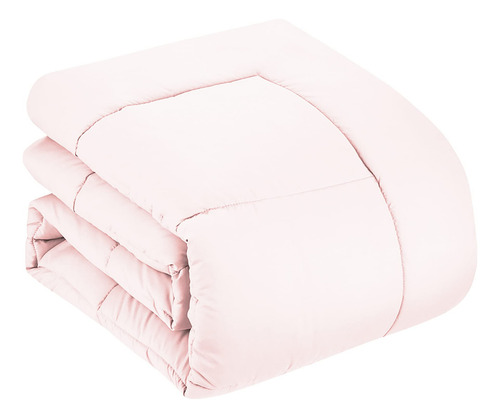 Juego De Edredón 7 Piezas Rosa Pálido Matrimonial