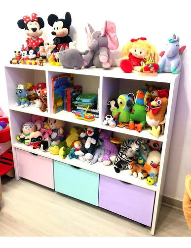 Juguetero Organizador Infantil Madera Maciza Pint. Satinada