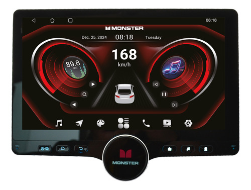 Estéreo Monster 10plg Auto 1 Din Carplay Android Wi-fi Dsp Negro