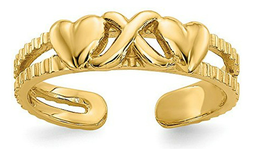 Anillo Para Pie - Anillo Para Pie - 14k Yellow Gold Hearts &