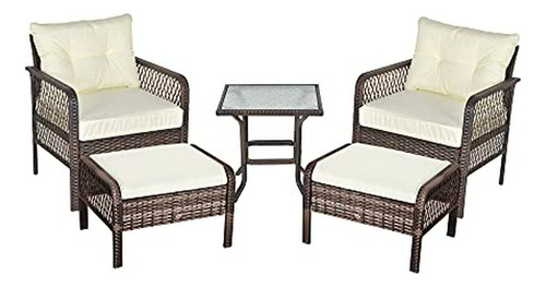 Set Muebles De Patio De Mimbre Pe Outsunny 5 Piezas