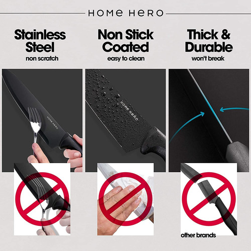 Cuchillos De Chef Home Hero, Acero Inoxidable, 5 Piezas