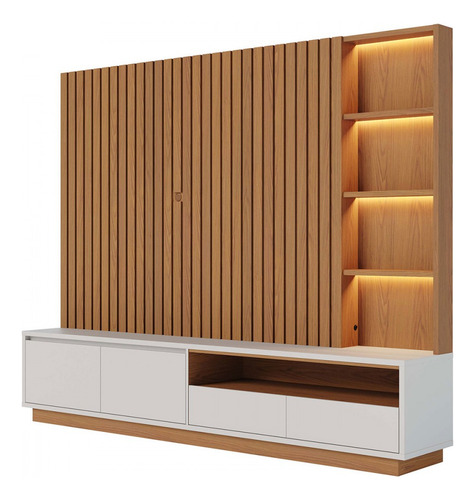 Estante Para Tv Até 82 Polegadas Cancun 4 Gavetas Com Led Cor Marrom-claro