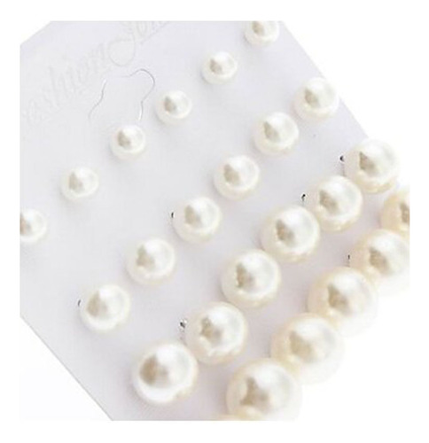 Pendientes Redondos N New, Brillantes, 12 Pares De Perlas De