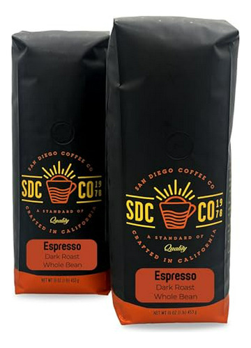 Café Espresso San Diego, Tostado Oscuro, 16 Oz (pack De 2)