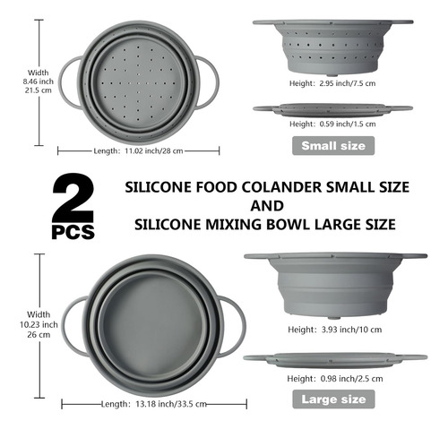 Juego De Coladores Plegables De Silicona Colador De Alimen
