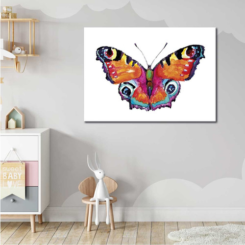 Cuadro Canvas Mariposa Acuarela Elegante Horizontal 90x60