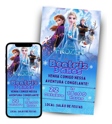 Convite Digital Frozen P/ Aniversário Festa Princesas