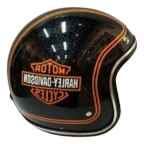 Capacete Aberto Harley Davidson Rebaixado Old School Preto Harley Davidson 56 58