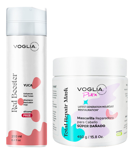 Kit Voglia: Shampoo Matizador Rojo + Tratamiento Reparador