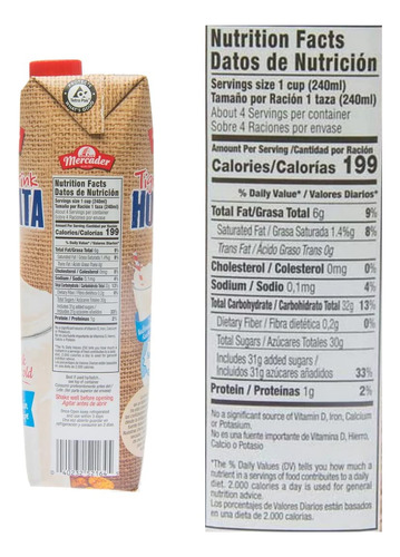 Mercader Bebida Entera De Chufa De Leche De Horchata Net.wt
