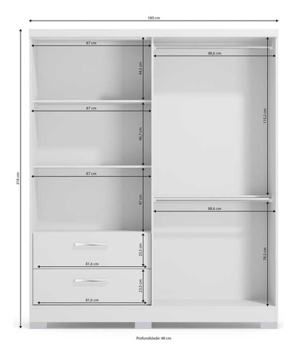 Guarda Roupa 3 Portas E 2 Gavetas C533 Kappesberg - Branco