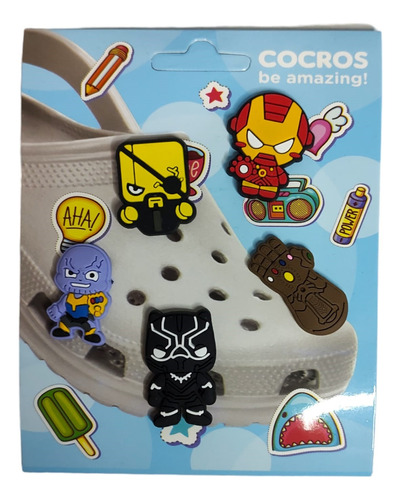 Pack X5 Pin Pines Avengers Superheroes Marvel Croc Gomones 